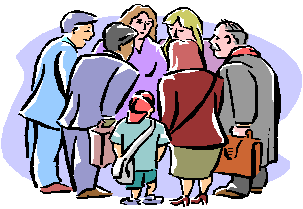 group of people talking together